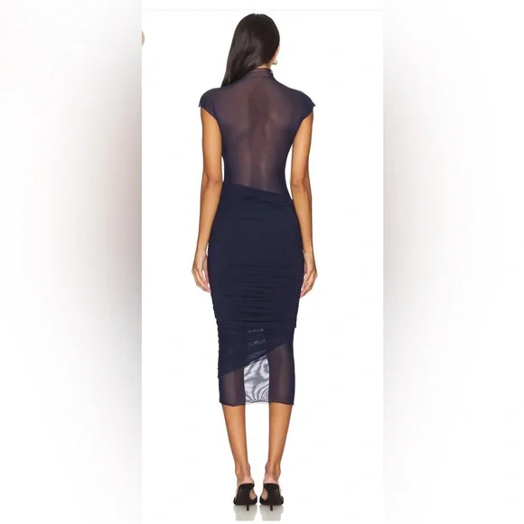 knee length dresses for ladies Crushworthy Mesh Ruched Midi Dress